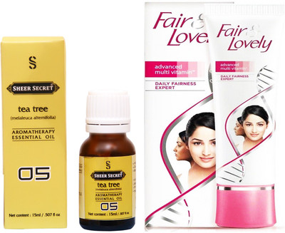

Sheer Secret Tea Tree Essential Oil 15 ml and Fair & Lovely Advance Multi Vitamin Cream 80 Grams(Set of 2)
