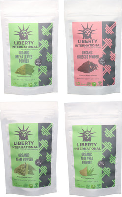

LIBERTY INTERNATIONAL Heena & Hibiscus & Neem & Aloevera Powder ( 114 Gm Each ) For Face , Hair & Skin Care Certified C18(Set of 4)