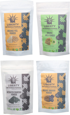 

LIBERTY INTERNATIONAL Orange & Amla & Charcoal & Shikakai Powder ( 227 Gm Each ) For Face , Hair & Skin Care Certified C18(Set of 4)