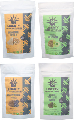

LIBERTY INTERNATIONAL Orange & Amla & Shikakai & Tulsi Powder ( 227 Gm Each ) For Face , Hair & Skin Care Certified C18(Set of 4)
