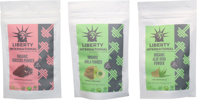 

LIBERTY INTERNATIONAL Hibiscus & Amla & Aloevera Powder ( 227 Gm Each ) For Face , Hair & Skin Care Certified C18(Set of 3)