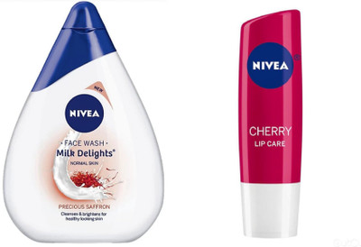 

Nivea Milk Delights Precious Saffron For Normal Skin Face Wash (100.0 ml) & Shine Caring Lip Balm Cherry (4.8 g)(Set of 2)