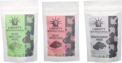 

LIBERTY INTERNATIONAL Indigo & Hibiscus & Charcoal Powder ( 227 Gm Each ) For Face , Hair & Skin Care Certified C18(Set of 3)