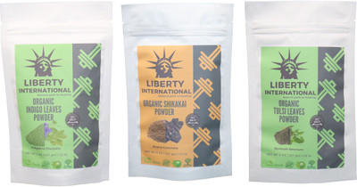 

LIBERTY INTERNATIONAL Indigo & Shikakai & Tulsi Powder ( 227 Gm Each ) For Face , Hair & Skin Care Certified C18(Set of 3)