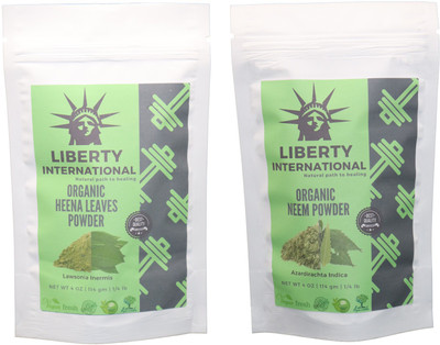 

LIBERTY INTERNATIONAL Heena & Neem Powder ( 114 Gm Each ) For Face , Hair & Skin Care Certified C18(Set of 2)