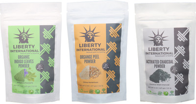 

LIBERTY INTERNATIONAL Indigo & Orange & Charcoal Powder ( 227 Gm Each ) For Face , Hair & Skin Care Certified C18(Set of 3)