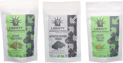 

LIBERTY INTERNATIONAL Neem & Charcoal & Aloevera Powder ( 114 Gm Each ) For Face , Hair & Skin Care Certified C18(Set of 3)