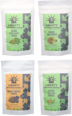 

LIBERTY INTERNATIONAL Heena & Amla & Shikakai & Aloevera Powder ( 114 Gm Each ) For Face , Hair & Skin Care(Set of 4)