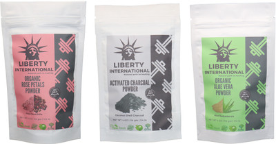 

LIBERTY INTERNATIONAL Rose & Charcoal & Aloevera Powder ( 114 Gm Each ) For Face , Hair & Skin Care Certified C18(Set of 3)