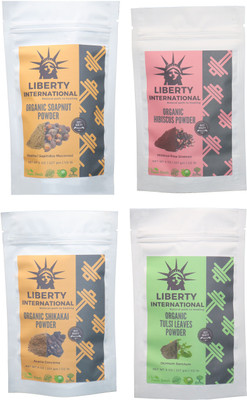 

LIBERTY INTERNATIONAL Soapnut & Hibiscus & Shikakai & Tulsi Powder ( 227 Gm Each ) For Face , Hair & Skin Care Certified C18(Set of 4)
