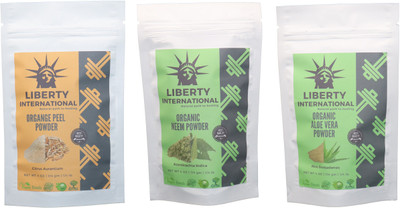 

LIBERTY INTERNATIONAL Orange & Neem & Aloevera Powder ( 114 Gm Each ) For Face , Hair & Skin Care Certified C18(Set of 3)
