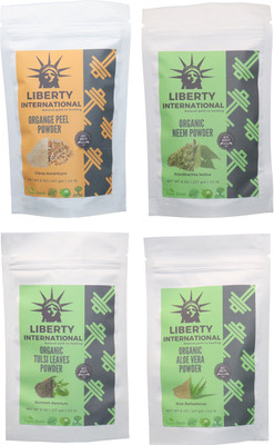 

LIBERTY INTERNATIONAL Orange & Neem & Tulsi & Aloevera Powder ( 227 Gm Each ) For Face , Hair & Skin Care Certified C18(Set of 4)