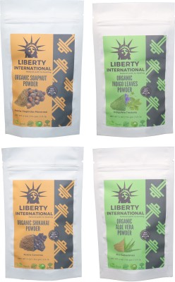 

LIBERTY INTERNATIONAL Soapnut & Indigo & Shikakai & Aloevera Powder ( 114 Gm Each ) For Face , Hair & Skin Care Certified C18(Set of 4)