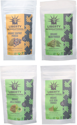 

LIBERTY INTERNATIONAL Soapnut & Neem & Amla & Aloevera Powder ( 227 Gm Each ) For Face , Hair & Skin Care Certified C18(Set of 4)