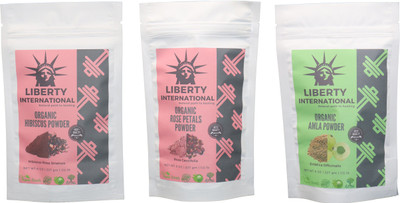 LIBERTY INTERNATIONAL Hibiscus & Rose & Amla Powder ( 227 Gm Each ) For Face , Hair & Skin Care(Set of 3)