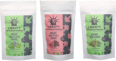 

LIBERTY INTERNATIONAL Indigo & Rose & Neem Powder ( 114 Gm Each ) For Face , Hair & Skin Care Certified C18(Set of 3)