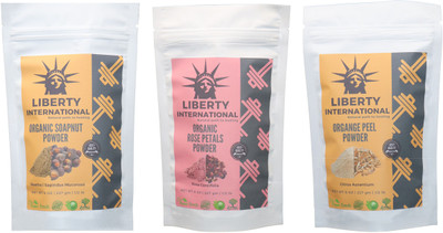 

LIBERTY INTERNATIONAL Soapnut & Rose & Orange Powder ( 227 Gm Each ) For Face , Hair & Skin Care Certified C18(Set of 3)