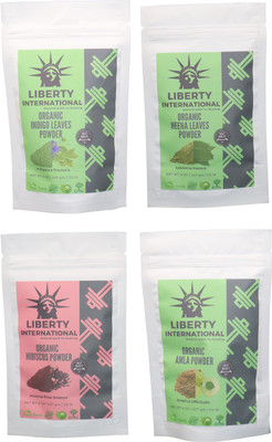 

LIBERTY INTERNATIONAL Indigo & Heena & Hibiscus & Amla Powder ( 227 Gm Each ) For Face , Hair & Skin Care Certified C18(Set of 4)