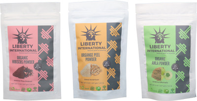 

LIBERTY INTERNATIONAL Hibiscus & Orange & Amla Powder ( 227 Gm Each ) For Face , Hair & Skin Care Certified C9 684 g(Set of 3)