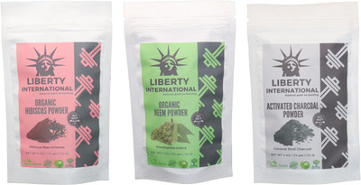 

LIBERTY INTERNATIONAL Hibiscus & Neem & Charcoal Powder ( 114 Gm Each ) For Face , Hair & Skin Care Certified C18(Set of 3)