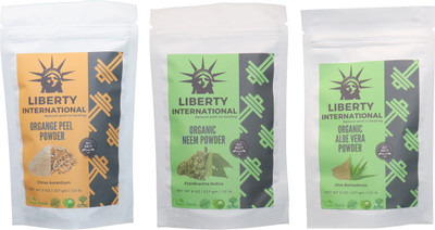 

LIBERTY INTERNATIONAL Orange & Neem & Aloevera Powder ( 227 Gm Each ) For Face , Hair & Skin Care Certified C18(Set of 3)