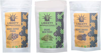 

LIBERTY INTERNATIONAL Soapnut & Neem & Shikakai Powder ( 227 Gm Each ) For Face , Hair & Skin Care Certified C18(Set of 3)