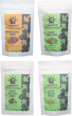 

LIBERTY INTERNATIONAL Soapnut & Neem & Tulsi & Aloevera Powder ( 114 Gm Each ) For Face , Hair & Skin Care Certified C18(Set of 4)