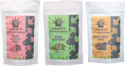

LIBERTY INTERNATIONAL Rose & Neem & Shikakai Powder ( 227 Gm Each ) For Face , Hair & Skin Care Certified C18(Set of 3)