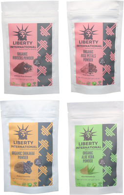 

LIBERTY INTERNATIONAL Hibiscus & Rose & Shikakai & Aloevera Powder ( 227 Gm Each ) For Face , Hair & Skin Care Certified C18(Set of 4)