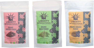 

LIBERTY INTERNATIONAL Hibiscus & Neem & Shikakai Powder ( 227 Gm Each ) For Face , Hair & Skin Care Certified C18(Set of 3)