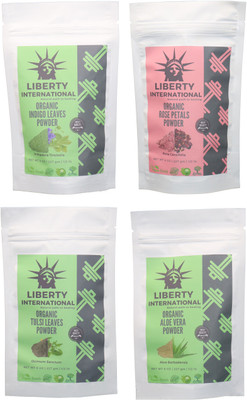 

LIBERTY INTERNATIONAL Indigo & Rose & Tulsi & Aloevera Powder ( 227 Gm Each ) For Face , Hair & Skin Care Certified C18(Set of 4)