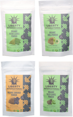 

LIBERTY INTERNATIONAL Heena & Amla & Shikakai & Tulsi Powder ( 114 Gm Each ) For Face , Hair & Skin Care Certified C18(Set of 4)