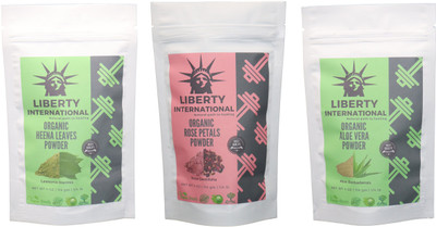 

LIBERTY INTERNATIONAL Heena & Rose & Aloevera Powder ( 114 Gm Each ) For Face , Hair & Skin Care Certified C18(Set of 3)
