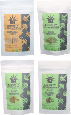 

LIBERTY INTERNATIONAL Orange & Neem & Amla & Tulsi Powder ( 114 Gm Each ) For Face , Hair & Skin Care Certified C18(Set of 4)