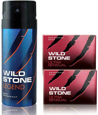 

Wild Stone Legend Deodorant and 2 Ultra Sensual 125gm Soap(Set of 3)