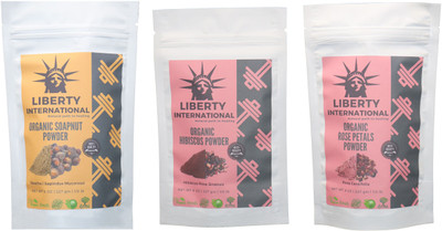 

LIBERTY INTERNATIONAL Soapnut & Hibiscus & Rose Powder ( 227 Gm Each ) For Face , Hair & Skin Care Certified C18(Set of 3)