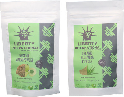 

LIBERTY INTERNATIONAL Amla & Aloevera Powder ( 227 Gm Each ) For Face , Hair & Skin Care Certified C18(Set of 2)