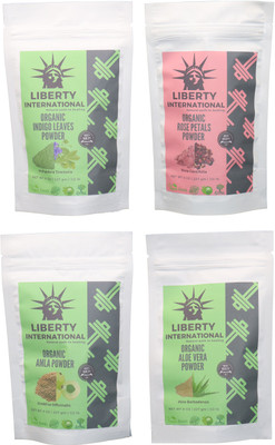 

LIBERTY INTERNATIONAL Indigo & Rose & Amla & Aloevera Powder ( 227 Gm Each ) For Face , Hair & Skin Care Certified C18(Set of 4)