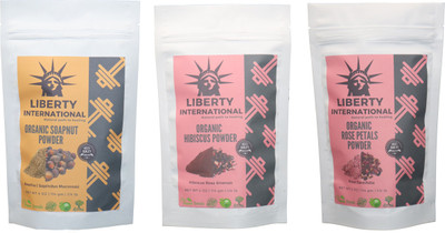 

LIBERTY INTERNATIONAL Soapnut & Hibiscus & Rose Powder ( 114 Gm Each ) For Face , Hair & Skin Care Certified C18(Set of 3)
