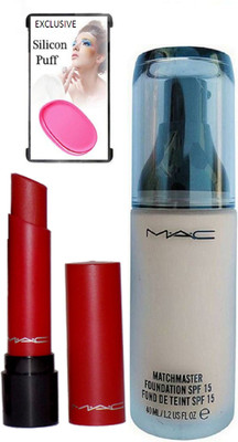 

Exclusive Silicon Puff & Matchmaster Foundation & Lipstick(Set of 3)