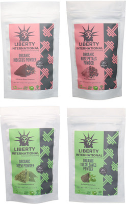 

LIBERTY INTERNATIONAL Hibiscus & Rose & Neem & Tulsi Powder ( 114 Gm Each ) For Face , Hair & Skin Care Certified C18(Set of 4)