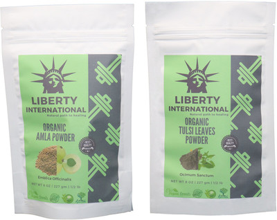 

LIBERTY INTERNATIONAL Amla & Tulsi Powder ( 227 Gm Each ) For Face , Hair & Skin Care Certified C18(Set of 2)