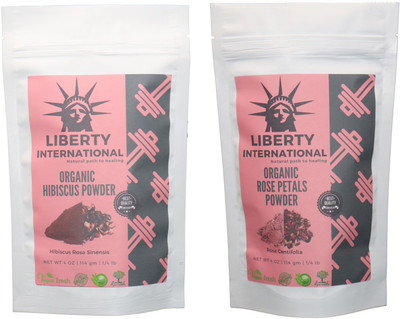 

LIBERTY INTERNATIONAL Hibiscus & Rose Powder ( 114 Gm Each ) For Face , Hair & Skin Care Certified C18(Set of 2)