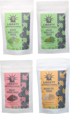 

LIBERTY INTERNATIONAL Indigo & Heena & Hibiscus & Orange Powder ( 227 Gm Each ) For Face , Hair & Skin Care Certified C18(Set of 4)