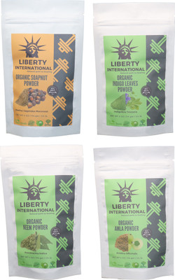 

LIBERTY INTERNATIONAL Soapnut & Indigo & Neem & Amla Powder ( 114 Gm Each ) For Face , Hair & Skin Care Certified C9 456 g(Set of 4)