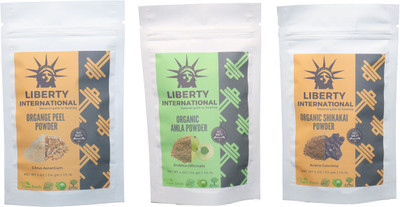 

LIBERTY INTERNATIONAL Orange & Amla & Shikakai Powder ( 114 Gm Each ) For Face , Hair & Skin Care Certified C18(Set of 3)