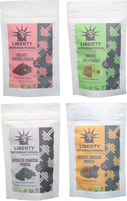 

LIBERTY INTERNATIONAL Hibiscus & Amla & Charcoal & Shikakai Powder ( 227 Gm Each ) For Face , Hair & Skin Care Certified C18(Set of 4)