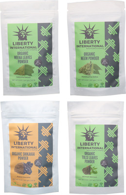 

LIBERTY INTERNATIONAL Heena & Neem & Shikakai & Tulsi Powder ( 227 Gm Each ) For Face , Hair & Skin Care Certified C18(Set of 4)