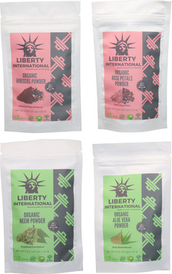 

LIBERTY INTERNATIONAL Hibiscus & Rose & Neem & Aloevera Powder ( 227 Gm Each ) For Face , Hair & Skin Care Certified C18(Set of 4)