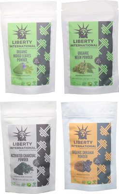 

LIBERTY INTERNATIONAL Indigo & Neem & Charcoal & Shikakai Powder ( 227 Gm Each ) For Face , Hair & Skin Care(Set of 4)